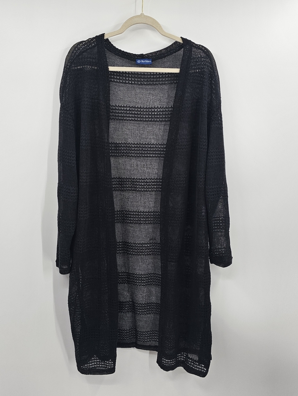 Sheer Chrochet Long Black Cardigan Size XL